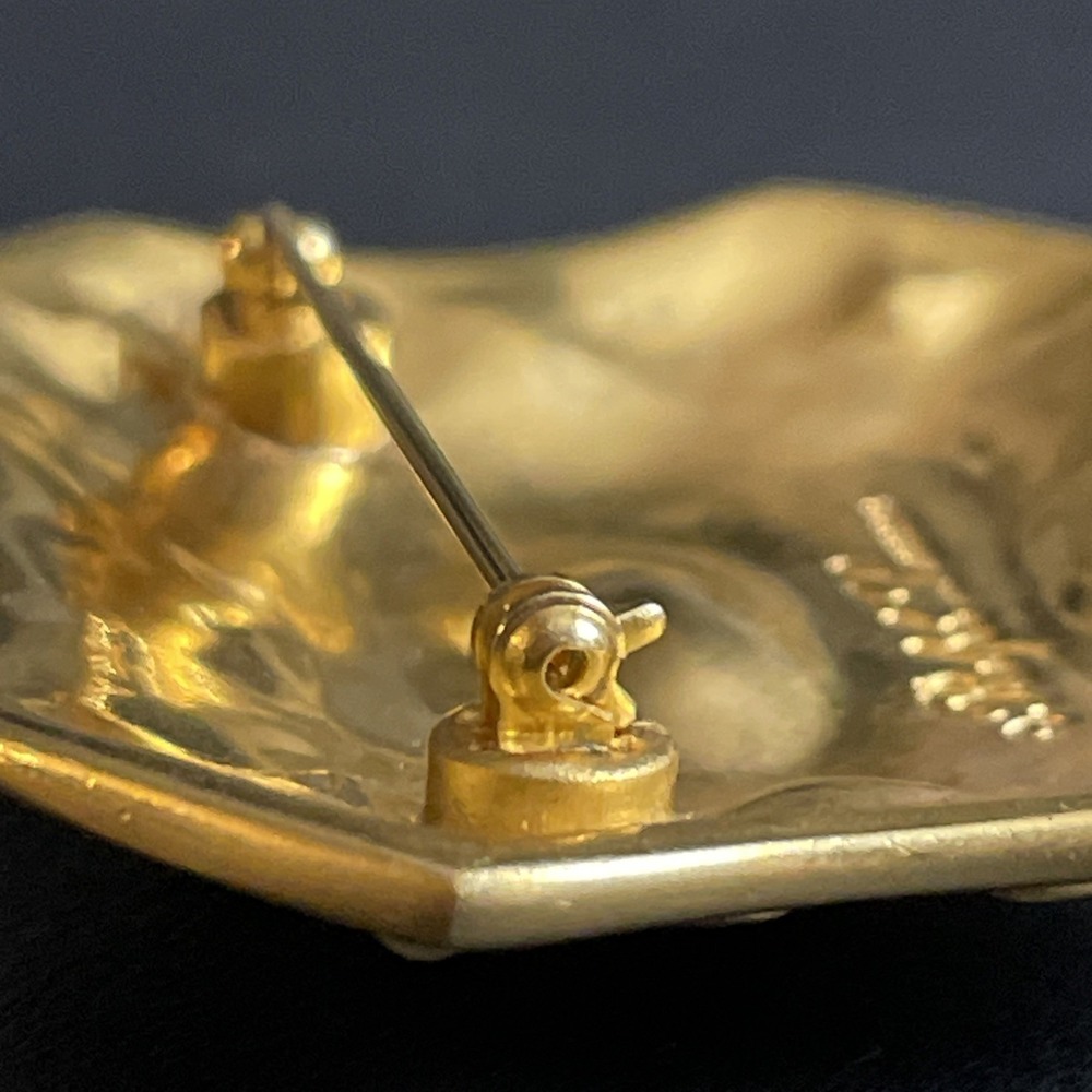 Vintage RALPH LAUREN Brooch Rhinestone Etruscan Revival Gold Tone Signed READ - Picture 8 of 10
